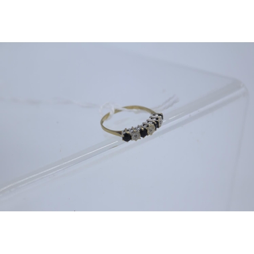 9Ct Gold 7 Stone Diamond & Sapphire Half Hoop Ring - Image 2 of 6