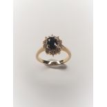 18Ct Yellow Gold Sapphire & Diamond Simulant Cluster Ring