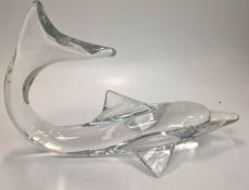 A Large Quality French Daum Glass Dolphin