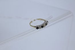 9Ct Gold 7 Stone Diamond & Sapphire Half Hoop Ring