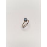 Silver Round Blue Topaz Solitaire Ring