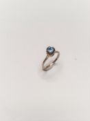 Silver Round Blue Topaz Solitaire Ring