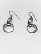 Vintage Silver Oval & Square Loop Earrings