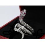 Ruby & Silver Serpent Modern Ring