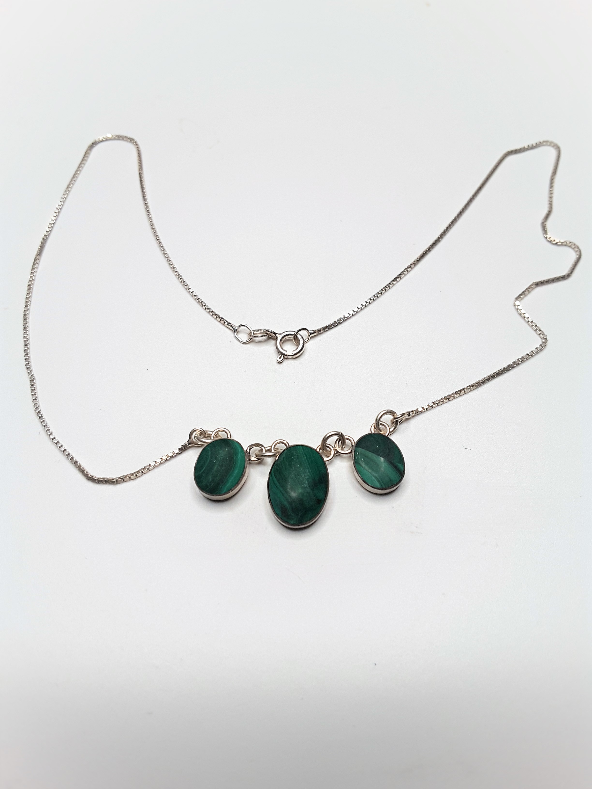 Molino Italian Silver Necklace With Green Stones - Image 2 of 4