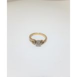 9Ct Yellow Gold Diamond Solitaire Ring With Loop Shoulders