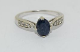 14Ct White Gold Sapphire & Diamond Ring