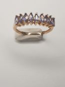 10Ct Yellow Gold 9 Stone Tanzanite Half Hoop Ring