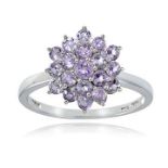 Silver Amethyst Flower Ring