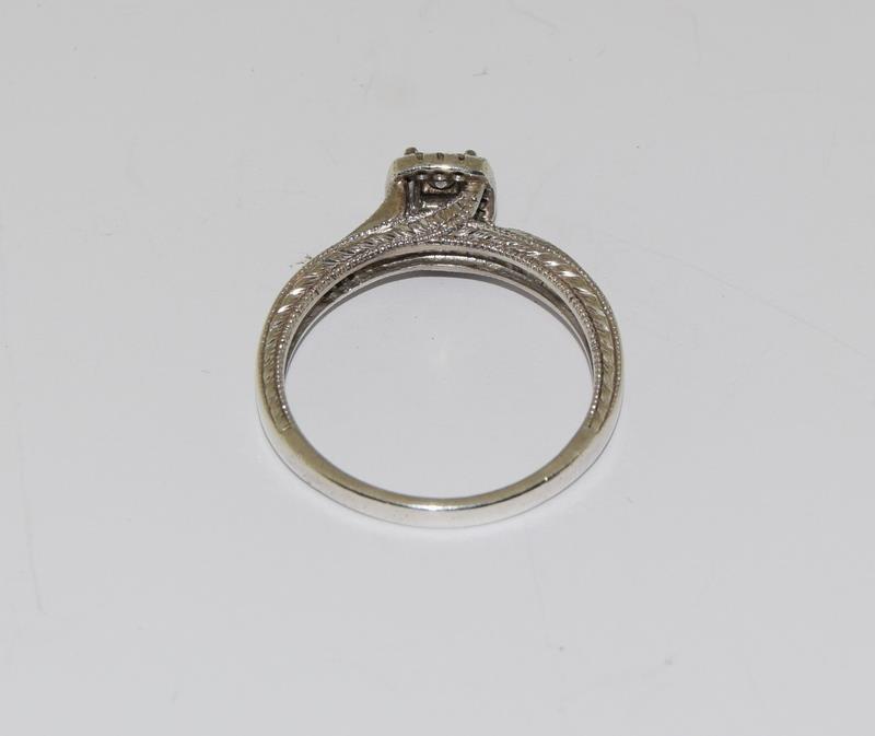 Silver Solitaire Diamond Ring With Twist Band - Image 3 of 4