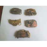 Harley Davidson Vintage Belt Buckles X 5