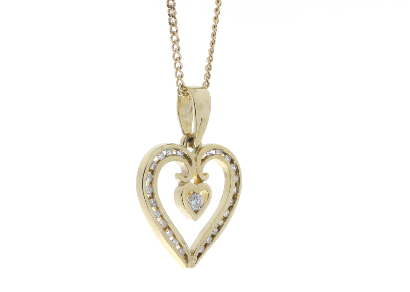 9ct Yellow Gold Heart Shaped Pendant Set With Diamonds 0.16 Carats - Image 2 of 5