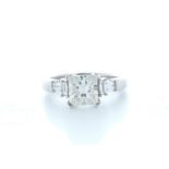 18ct White Gold Princess Cut With Stone Set Shoulders Diamond Ring 1.66 (1.51) Carats