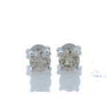 18ct White Gold Prong Set Diamond Earrings 1.22 Carats