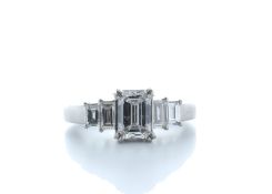 18ct White Gold Emerald Cut Diamond Ring 1.73 (1.23) Carats