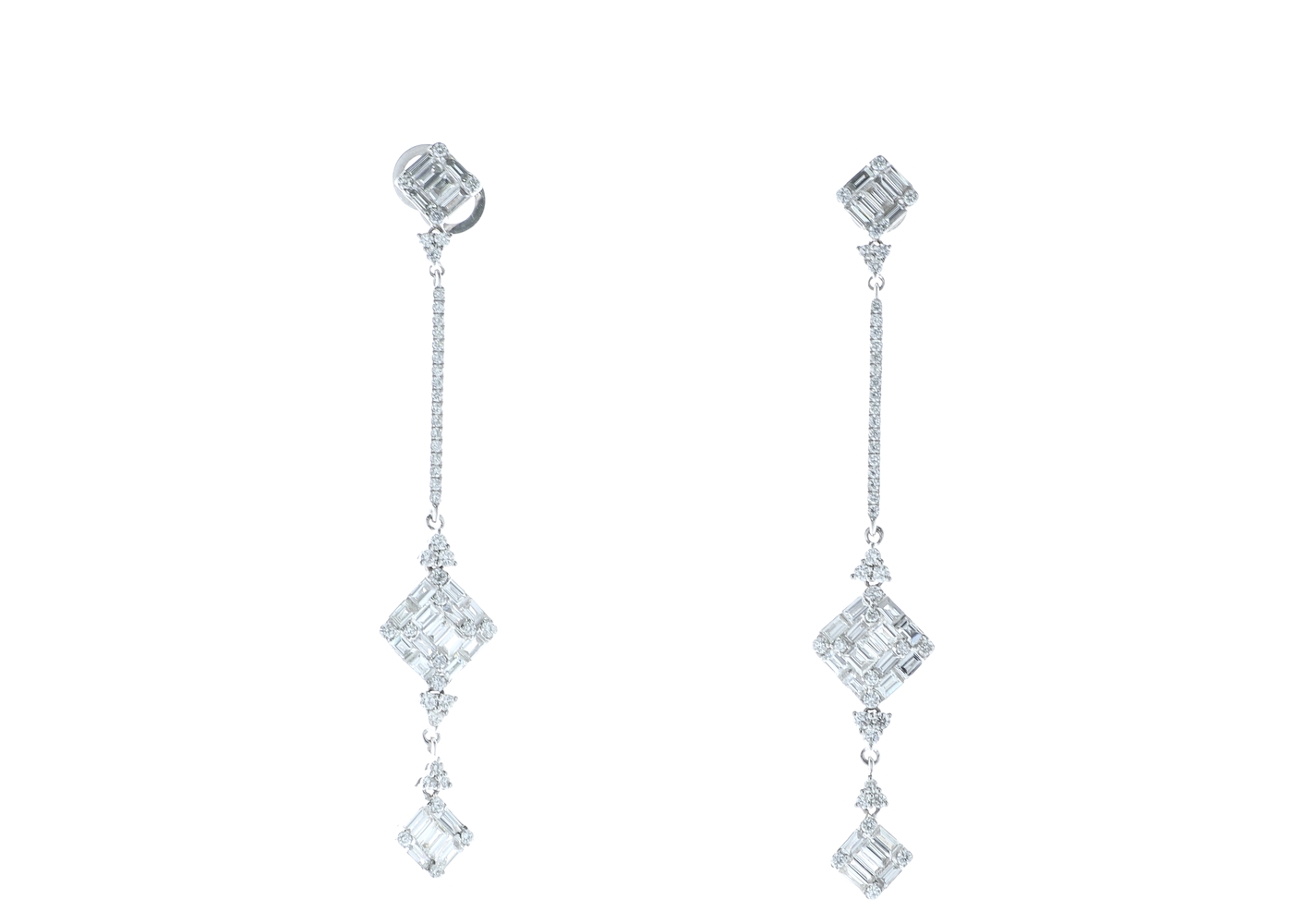 18ct White Gold Diamond Drop Earrings 2.29 Carats