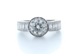 18ct White Gold Single Stone With Halo Setting Ring 2.62 (1.22) Carats