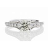 18ct White Gold Diamond Ring With Stone Set Shoulders 0.80 Carats