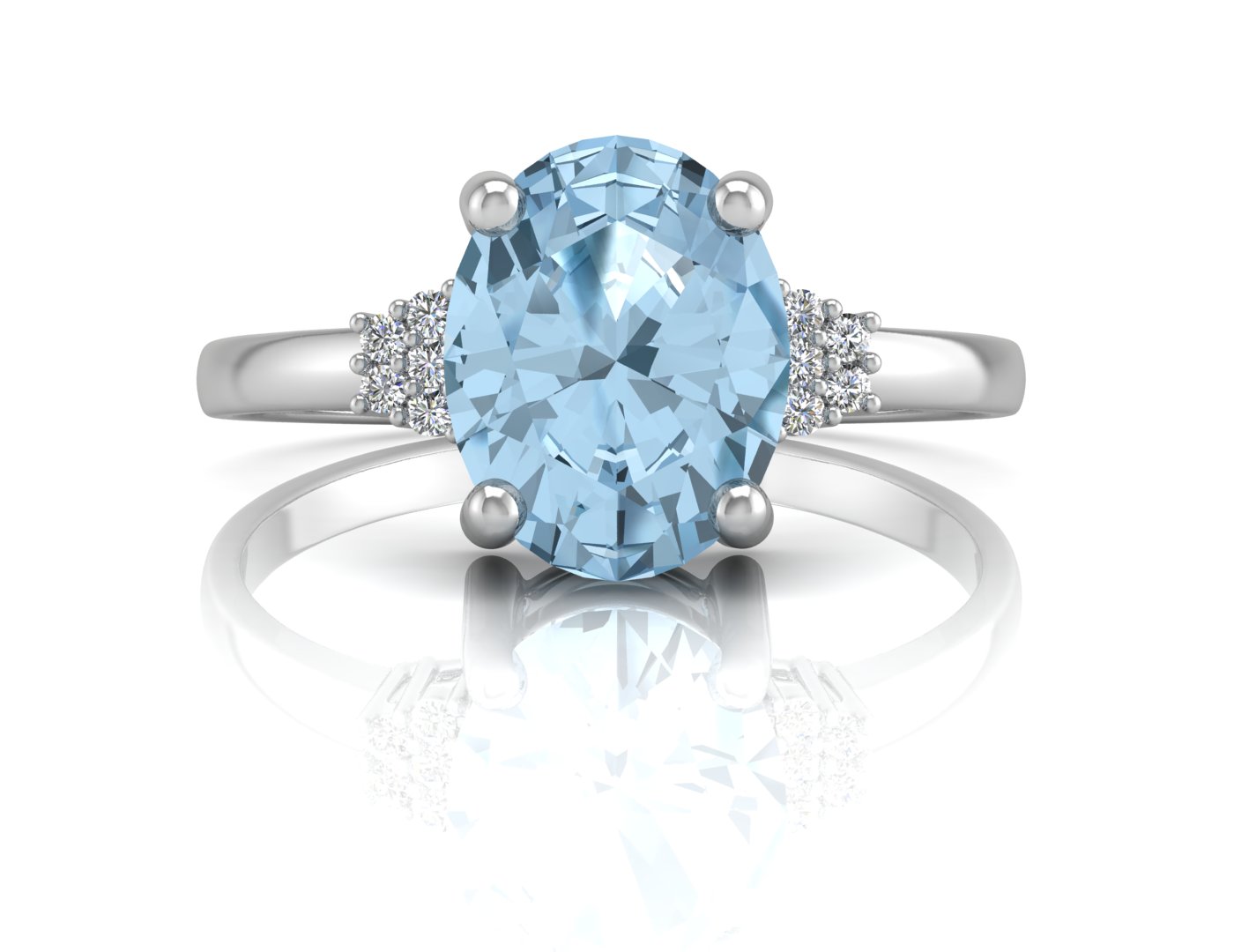 9ct White Gold Diamond And Blue Topaz Ring - Image 4 of 4