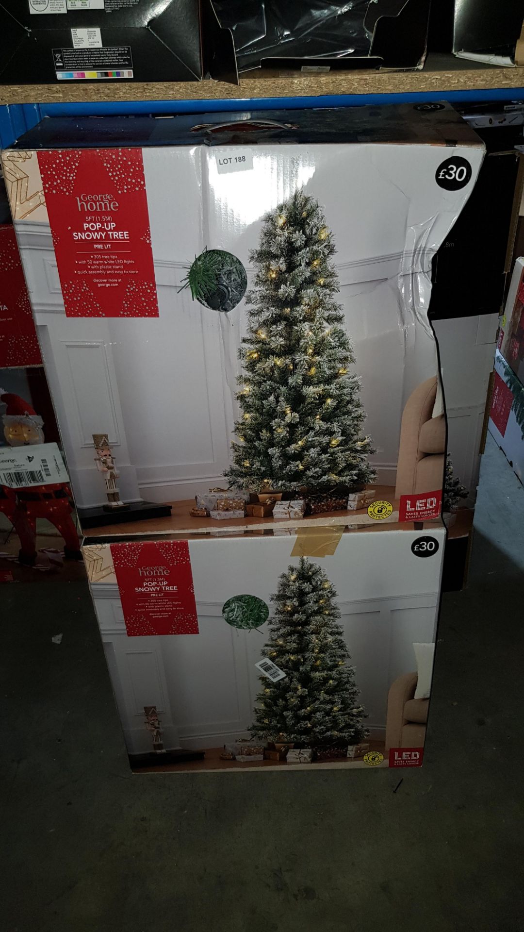 2 X 5ft (1.5M) Pop Up Snowy Tree Pre Lit 2 X 5ft (1.5M) Pop Up Snowy Tree Pre Lit---- Condition:Used