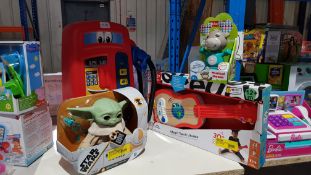 4 Items : 1 X Disney Star Wars Mandalorian The Child Talking Plush, 1 X Little Tikes Petrol Pump,