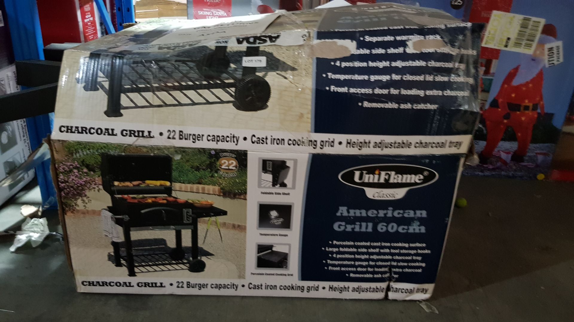 1 X Uniflame American Grill 60cm Charcoal Grill 22 Burger Capacity 1 X Uniflame American Grill