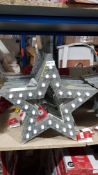 5 X Battery Operated Wooden Star Light . All New (RRP £12 Each) 5 X Battery Operated Wooden Star