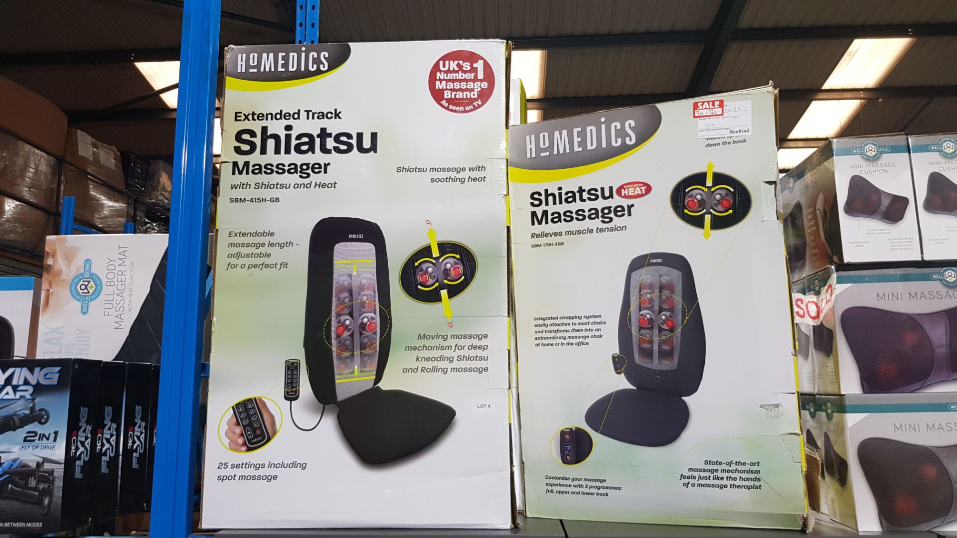 3 Items : 2 X Homedics Extended Track Shiatsu Massager With Heat & 1 X Homedics Shiatsu Massager