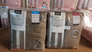 2 Items : 1 X Eyelet Textured Weave Curtains Mink RRP £52 (Width 228cm Drop 228cm) & 1 X Eyelet