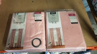 2 X Eyelet Faux Silk Curtains Light Pink (Width 168cm Drop 182cm) RRP £23 Each 2 X Eyelet Faux