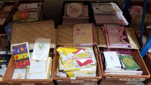 (R5O) Contents Of 3 Containers. A Quantity Of Mixed Greeting Cards To Include Retirement, Easter, D