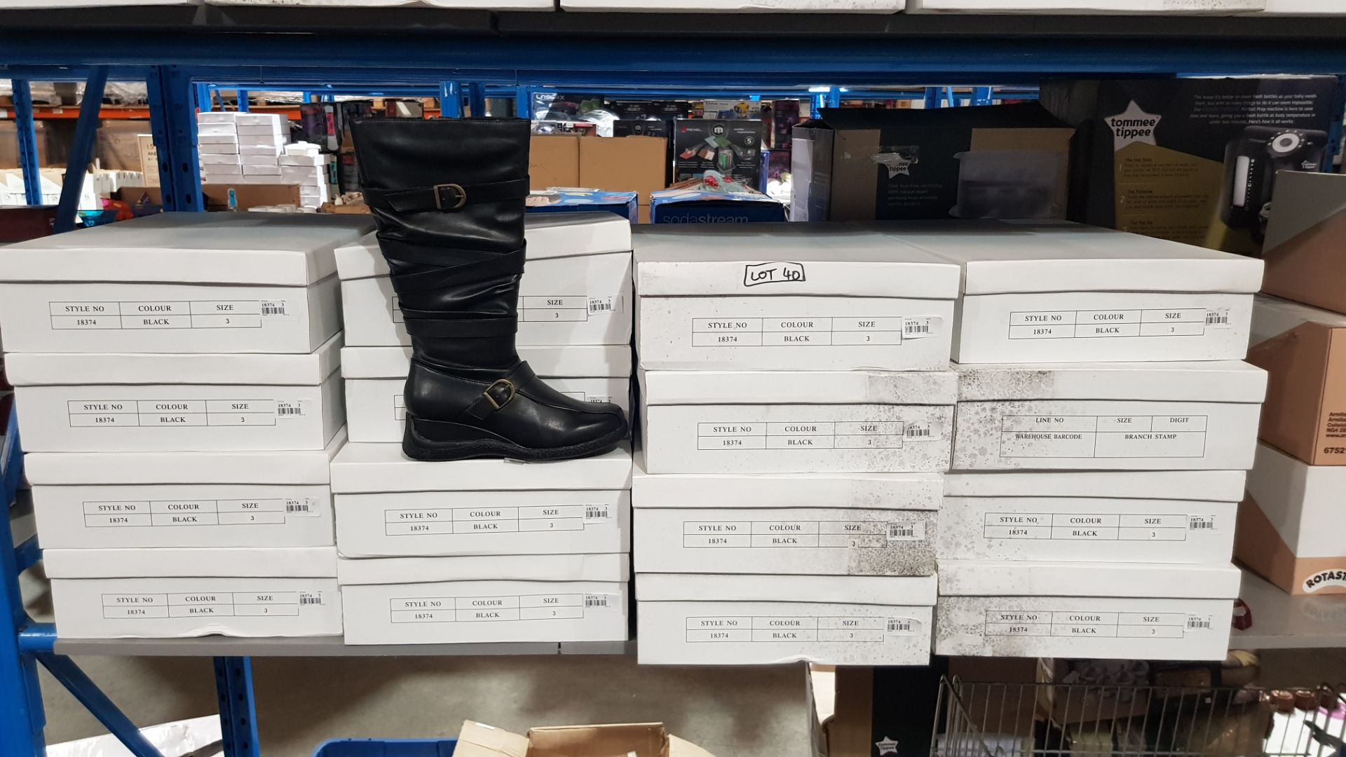 (R4G) 16 X Pair Black Zip Boots Size 3 (New)