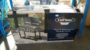 (R9F) 1 X Uniflame Classic GAS & Charcoal Combi Grill 32 Burger Capacity