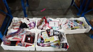(R8B) Contents Of 5 Containers. A Quantity Of Mixed Greeting Cards / Birthday Items