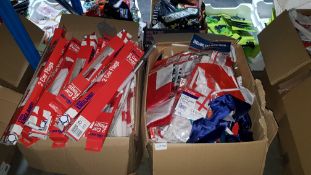 (R5F) Contents Of 2 X Boxes : Mixed England Football Items To Include Car Flags, Retractable Pens,