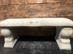 2 Seater Straight Garden Bench sat on ornate pillars