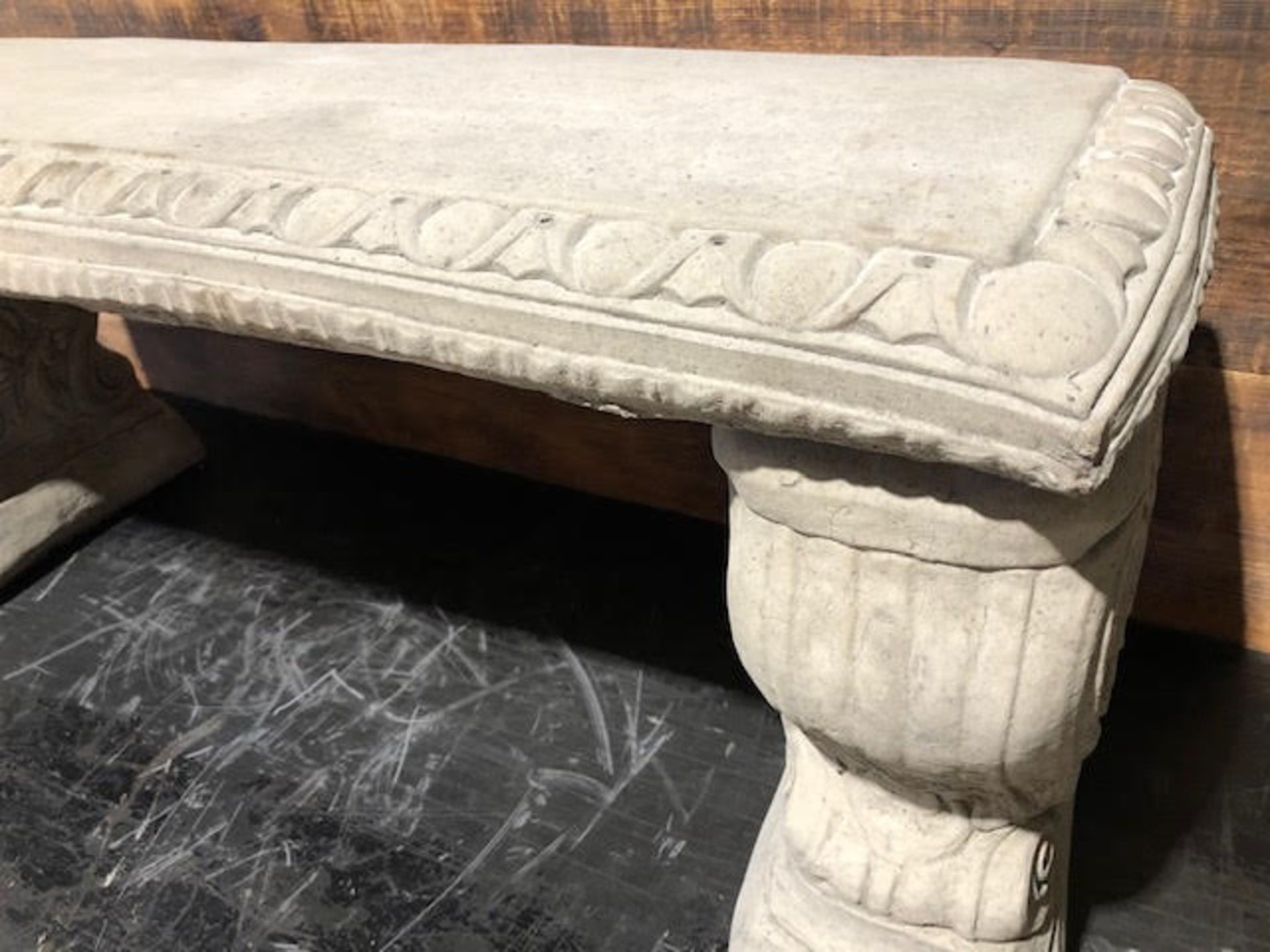 2 Seater Straight Garden Bench sat on ornate pillars - Image 2 of 3