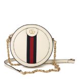 Gucci White Pigskin Leather Web Mini Round Orphidia Shoulder Bag