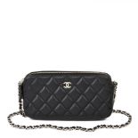 Chanel Black Quilted Lambskin Double Zip Wallet-on-Chain WOC