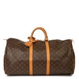 Louis Vuitton Brown Monogram Coated Canvas & Vachetta Leather Vintage Keepall 55