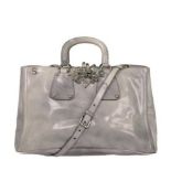 Prada - Crystal Embellished Vitello Shiny Leather Hand Bag