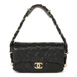 Chanel Black Quilted Aged Calfskin Leather Classic Single Flap Bag