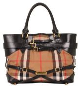 Burberry - Nova Check Leather Shoulder Bag