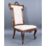 Antique Victorian Carved Walnut Upholstered Chair