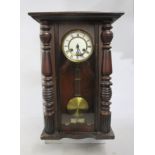 Antique Mahogany Enamel Dial Regulator Wall Clock