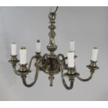 Six Arm Heavy Silvered Chandelier