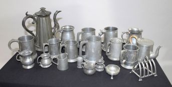 Collection of Antique & Vintage Pewter Tankards