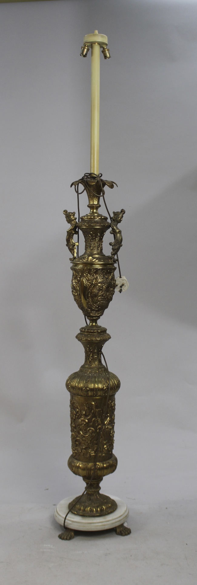 Ornate Brass & Marble Standard Lamp - Image 2 of 4