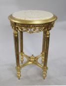 Antique Style Circular Marble Topped Giltwood Lamp Table