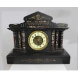 Victorian Heavy Black Slate Pediment Mantle Clock